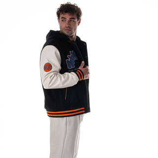 New York Knicks Hooded Varsity Jacket – Black