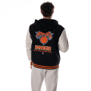 New York Knicks Hooded Varsity Jacket – Black