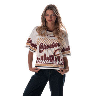 Cleveland Cavs Women's Mesh Jersey Crew Top - White