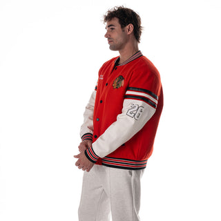 Chicago Blackhawks Unisex Drop Shoulder Varsity Jacket - Red