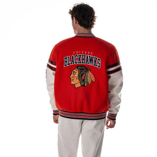 Chicago Blackhawks Unisex Drop Shoulder Varsity Jacket - Red