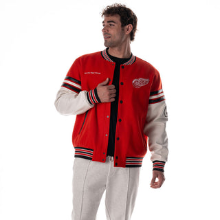 Detroit Red Wings Unisex Drop Shoulder Varsity Jacket - Red
