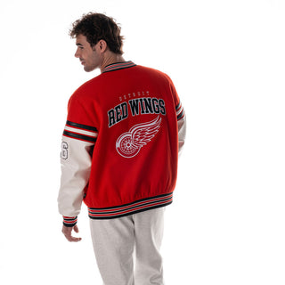 Detroit Red Wings Unisex Drop Shoulder Varsity Jacket - Red