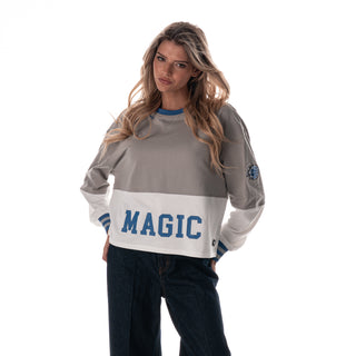 Orlando Magic Women's Crop Long Sleeve Crew Fleece - Grey