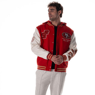 San Francisco 49ers Hooded Varsity Jacket - Red