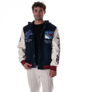 New York Rangers Unisex Hooded Varsity Jacket – Navy