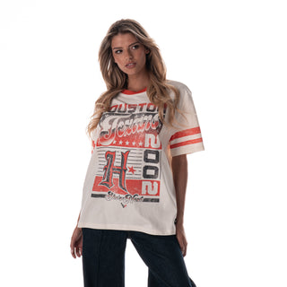 Houston Texans Women's She's Next Drop Shoulder Tee - Cream/Red