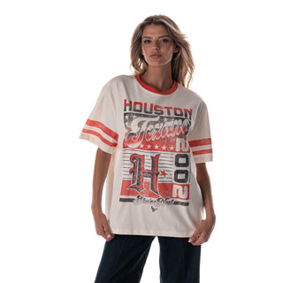 Houston Texans Women's She's Next Drop Shoulder Tee - Cream/Red