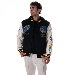 Golden State Warriors Unisex Hooded Varsity Jacket - Black