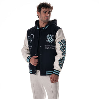 Seattle Kraken Hooded Varsity Jacket - Navy