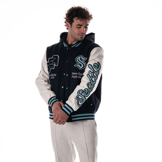 Seattle Kraken Hooded Varsity Jacket - Navy
