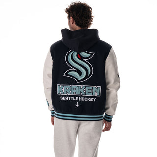 Seattle Kraken Hooded Varsity Jacket - Navy