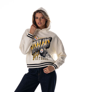 Pittsburgh Steelers Women's Cropped Hoodie - Vintage White