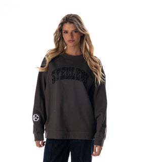 Pittsburgh Steelers Women's Oversize L/S Crew - Grey