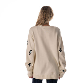 Seattle Kraken Unisex All Over Jacquard Crew Sweater - Cream