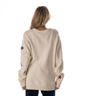 Buffalo Bills Unisex All Over Jacquard Crew Sweater - Cream