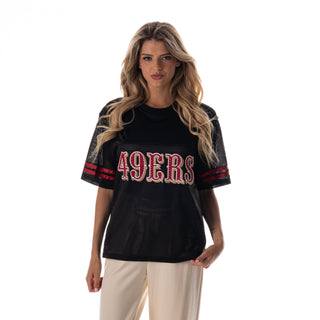 San Francisco 49ers Women's Boxy Mesh Jersey - Black