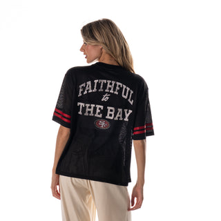 San Francisco 49ers Women's Boxy Mesh Jersey - Black