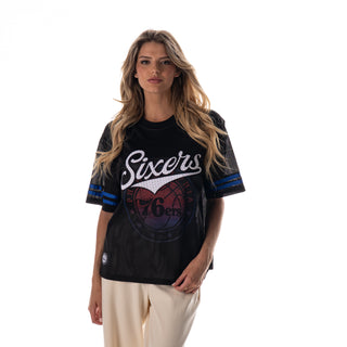 Philadelphia 76ers Women's Boxy Mesh Jersey - Black