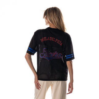 Philadelphia 76ers Women's Boxy Mesh Jersey - Black