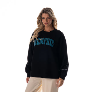 Memphis Grizzlies Women's Crystal Rock Crew Fleece - Black