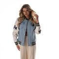 Memphis Grizzlies Women's Denim Varsity Jacket - Denim view 1