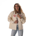 Atlanta Hawks Unisex Denim Zip Front Jacket - Cream view 1