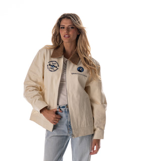 Minnesota Timberwolves Unisex Denim Zip Front Jacket - Cream