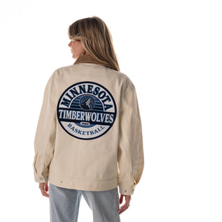 Minnesota Timberwolves Unisex Denim Zip Front Jacket - Cream
