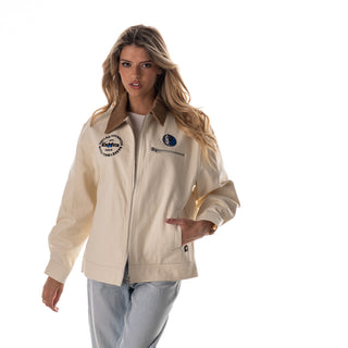 Dallas Mavericks Women's Denim Zip Front Jacket - Cream