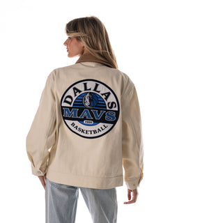 Dallas Mavericks Women's Denim Zip Front Jacket - Cream