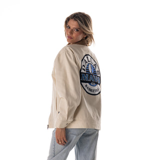 Dallas Mavericks Women's Denim Zip Front Jacket - Cream