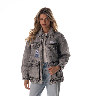 Buffalo Bills Women's Denim Jacket W/ Crystal Rock Detail - Grey Denim