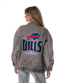 Buffalo Bills Women's Denim Jacket W/ Crystal Rock Detail - Grey Denim