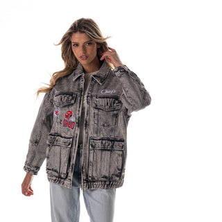 Kansas City Chiefs Women's Denim Jacket - Grey Denim