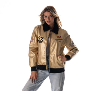 Washington Commanders Women's Metallic Bomber - Gold