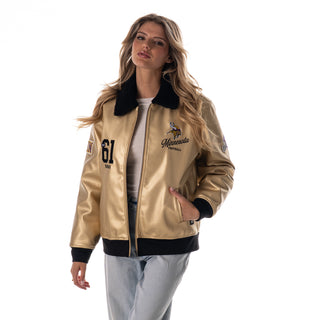 Minnesota Vikings Women's Metallic Bomber - Gold