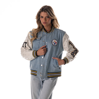 Pittsburgh Steelers Women's Denim varsity Jacket - Denim