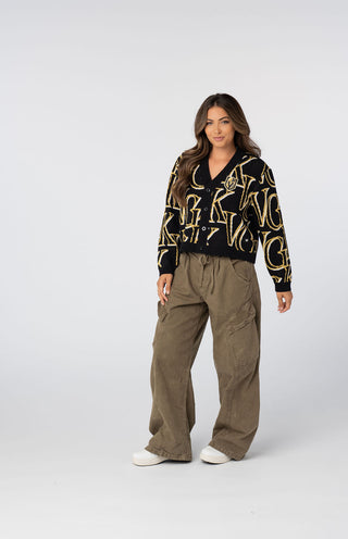 Vegas Golden Knights Women's All Over Jacquard Cropped Cardigan - Multi