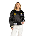 Pittsburgh Steelers Women’s Satin Bomber - Black view 1