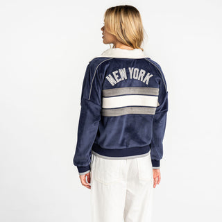 New York Yankees Women’s Cropped Corduroy Jacket - Navy