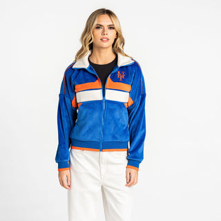 New York Mets Women’s Cropped Corduroy Jacket - Navy