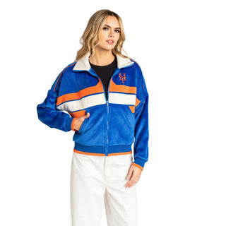 New York Mets Women’s Cropped Corduroy Jacket - Navy