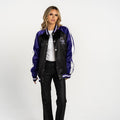 Colorado Rockies Satin Raglan Bomber Jacket - Black/Purple view 2