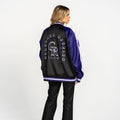 Colorado Rockies Satin Raglan Bomber Jacket - Black/Purple view 3