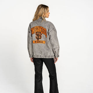 San Francisco Giants Women's Oversized Denim Jacket - Denim