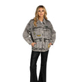 Packers Women’s Denim Oversized Zip-Up Jacket - Washed Black view 1