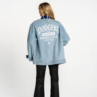 Los Angeles Dodgers Pinstripe Denim Jacket - Light Wash