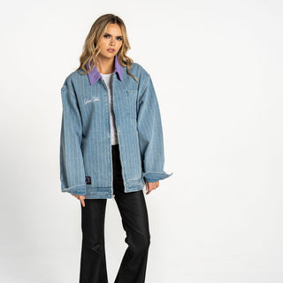 Golden State Valkyries Unisex Pinstripe Denim Jacket - Light Denim
