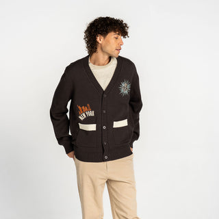 New York Liberty Jaquard Button-Up Cardigan - Anthracite